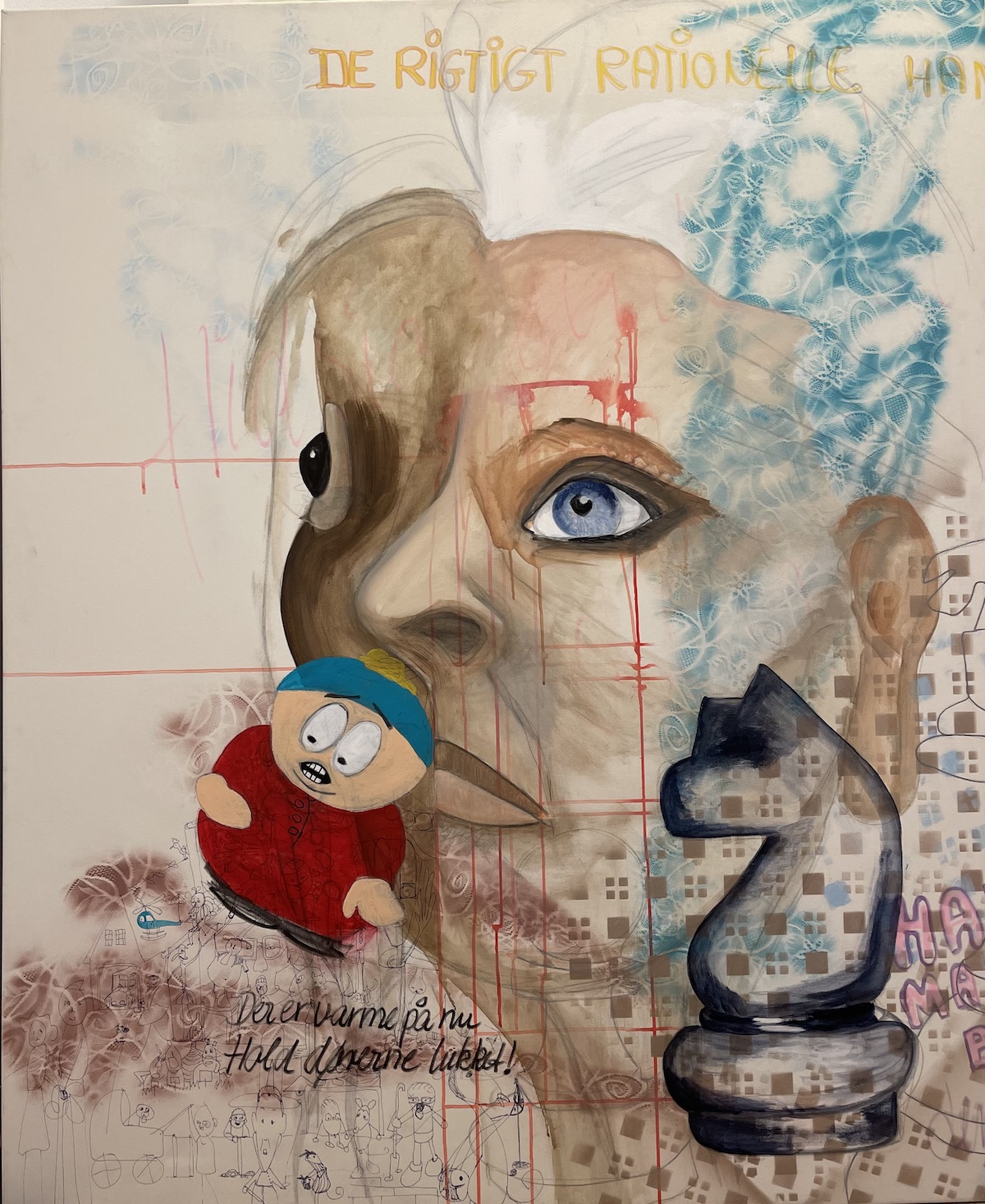 Lene Berg 2023 46, 140x115 cm,  Der er varme på nu. Hold dørene lukket, SOLGT